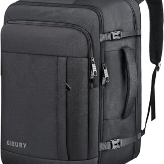 Gieury Carry On Backpack, 50L Travel Backpack, Luggage Backpack TSA Flight Approved Laptop Backpack for Men & Women, Large Expandable 40L Daypack Lightweight Business Weekender Bag, Black