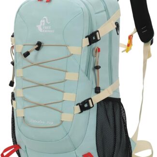 Bseash 40L Waterproof Hiking Backpack with Rain Cover, Outdoor Sport Travel Bag Daypack for Camping Climbing Skiing Cycling (Milk Green)